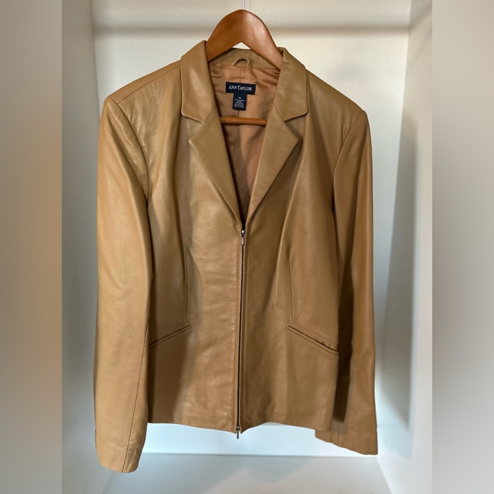 Ann Taylor Camel Genuine Leather Jacket